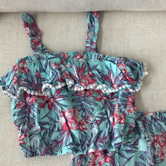 1st Kiss Kids Floral Set - Teal and Red - Picture 2 of 4